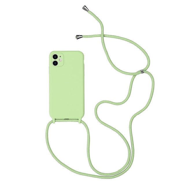 Silicone iPhone Case with Lanyard-Fonally-For iPhone 13 Pro Max-Green-