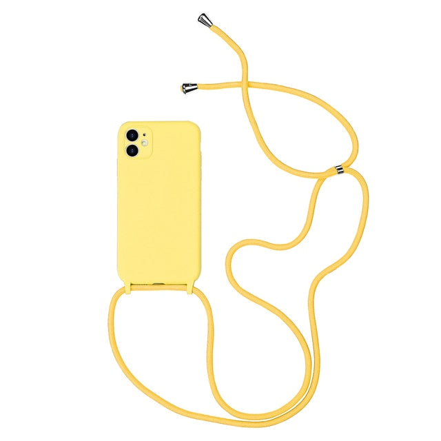 Silicone iPhone Case with Lanyard-Fonally-For iPhone 13 Pro Max-Yellow-