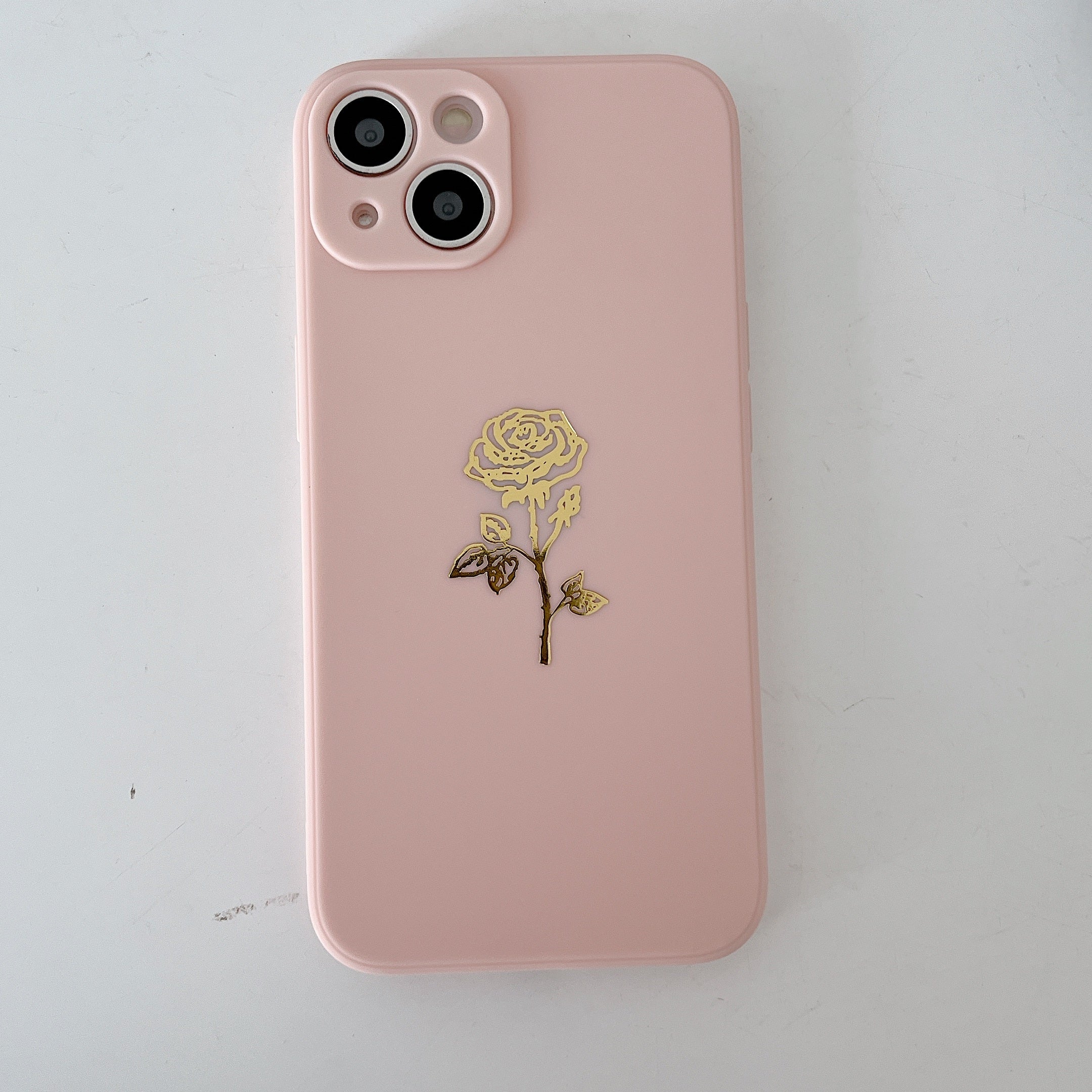 Silicone iPhone Case with Plated Rose Flower-Fonally-For iPhone 7 or 8-Pink-