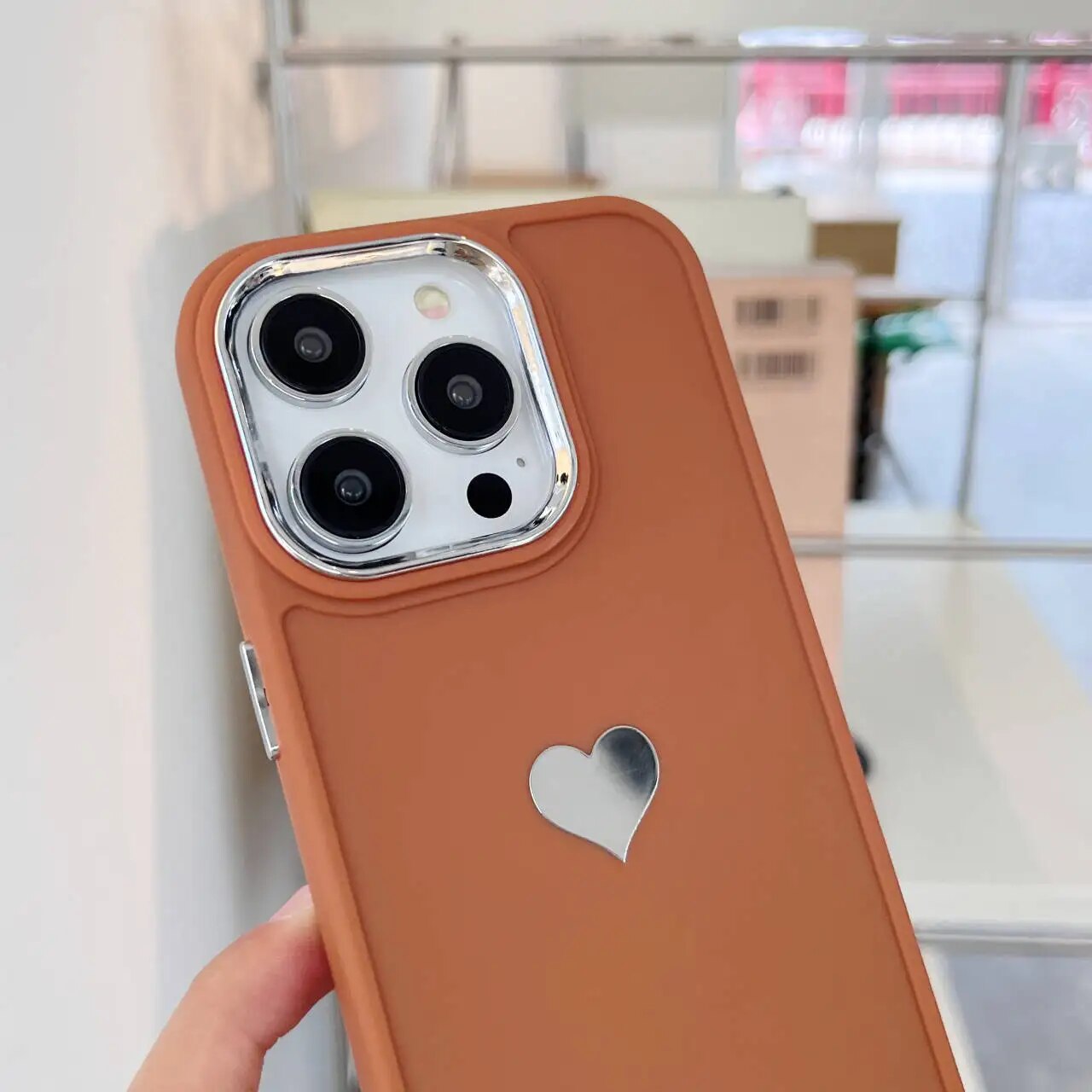 Silver Plated Love Heart iPhone Case-Fonally-