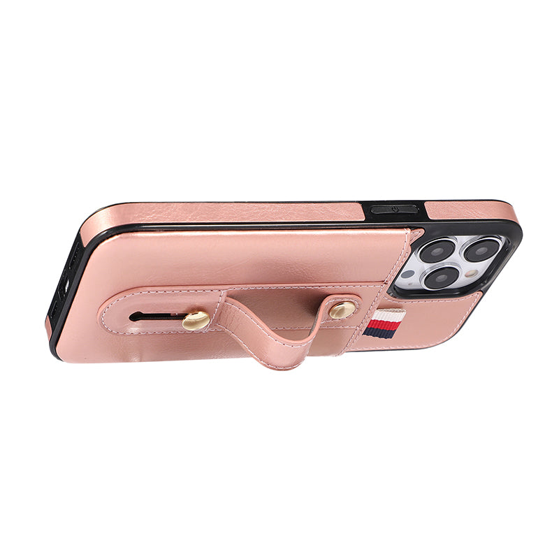 Slider Wallet Leather iPhone Case with Sliding Finger strap-Fonally-