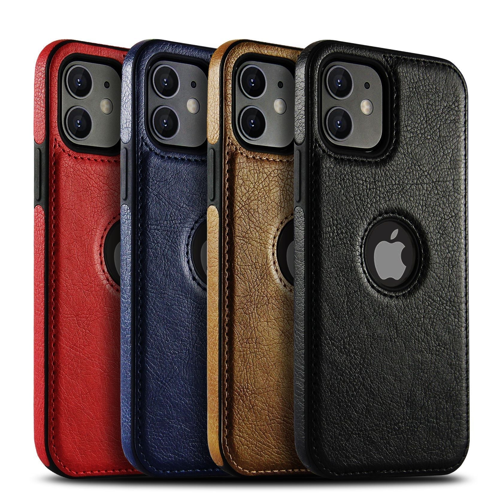 Slim Soft Logo Hole Leather iPhone Case-Fonally-