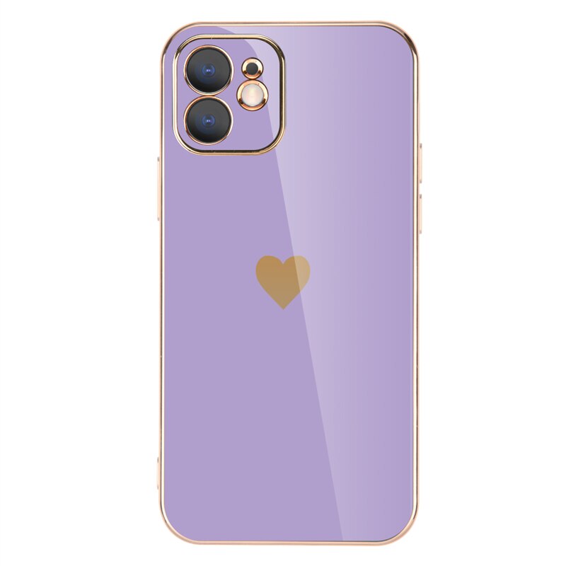 Smile Heart Plated iPhone Case-Fonally-For iPhone X Xs-Purple-