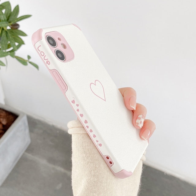 Soft Color Heart iPhone Case with Bumper Corners-Fonally-For iPhone 12 Pro Max-Pink-