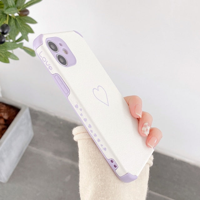 Soft Color Heart iPhone Case with Bumper Corners-Fonally-For iPhone 12 Pro Max-Purple-