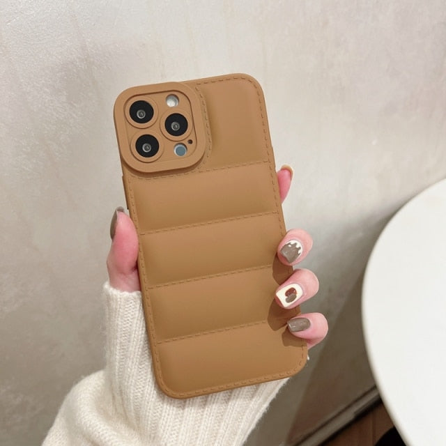 Soft Down Jacket iPhone Case-Fonally-For iPhone 13 Pro Max-Auburn-