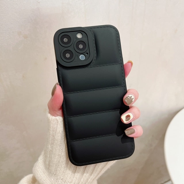 Soft Down Jacket iPhone Case-Fonally-For iPhone 13 Pro Max-Black-