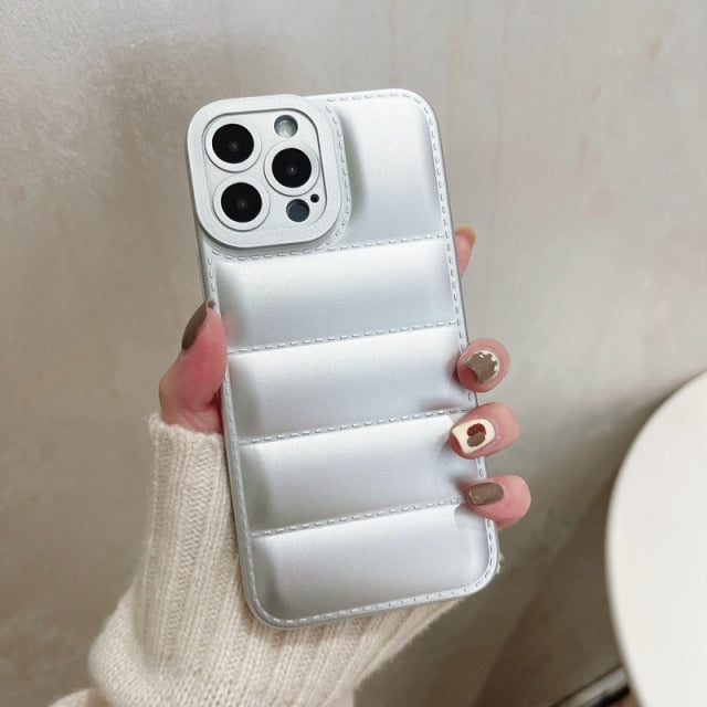 Soft Down Jacket iPhone Case-Fonally-For iPhone 13 Pro Max-Silver-