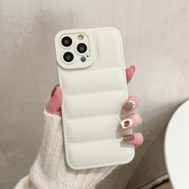 Soft Down Jacket iPhone Case-Fonally-For iPhone 13 Pro Max-White-
