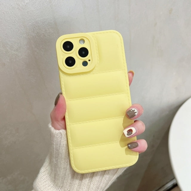 Soft Down Jacket iPhone Case-Fonally-For iPhone 13 Pro Max-Yellow-