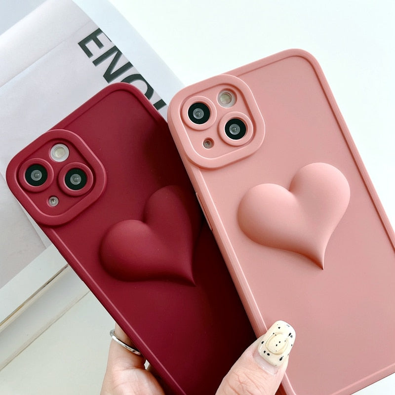 Soft Silicone Bulged Love Heart iPhone Case-Fonally-