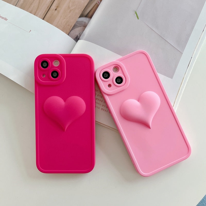Soft Silicone Bulged Love Heart iPhone Case-Fonally-