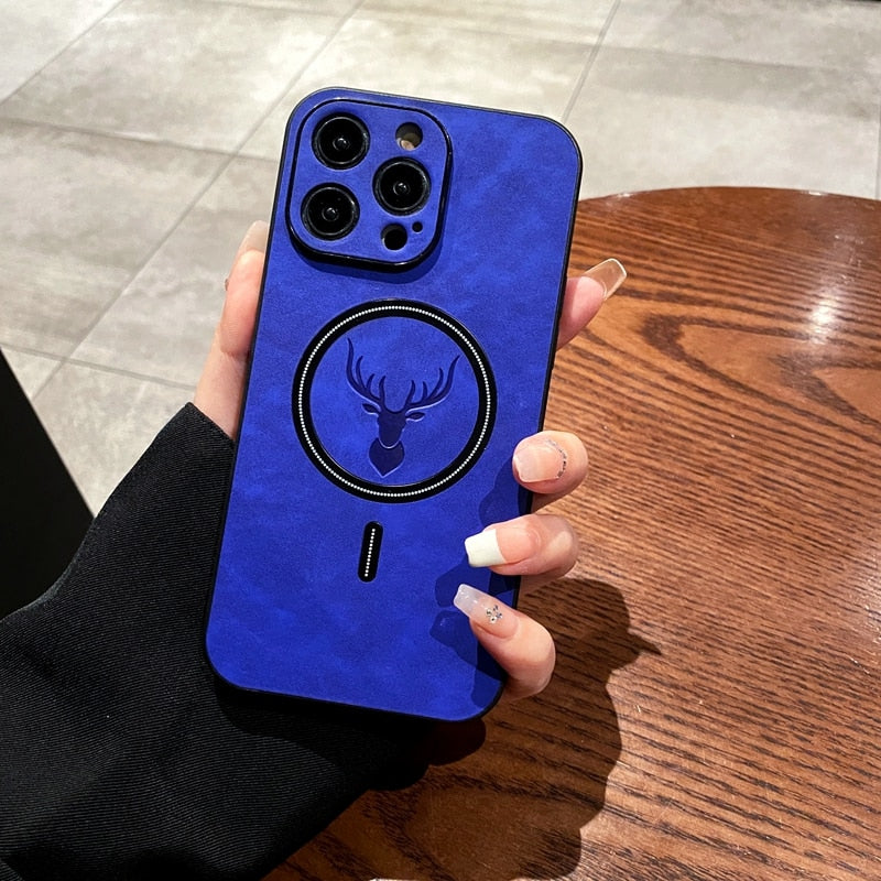 Soft Touch Deer MagSafe iPhone Case-Fonally-For iPhone X-Blue-