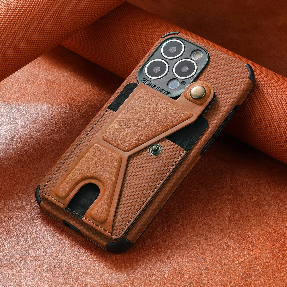 Stylish Leather Wallet iPhone Case With Stand Feature-Fonally-