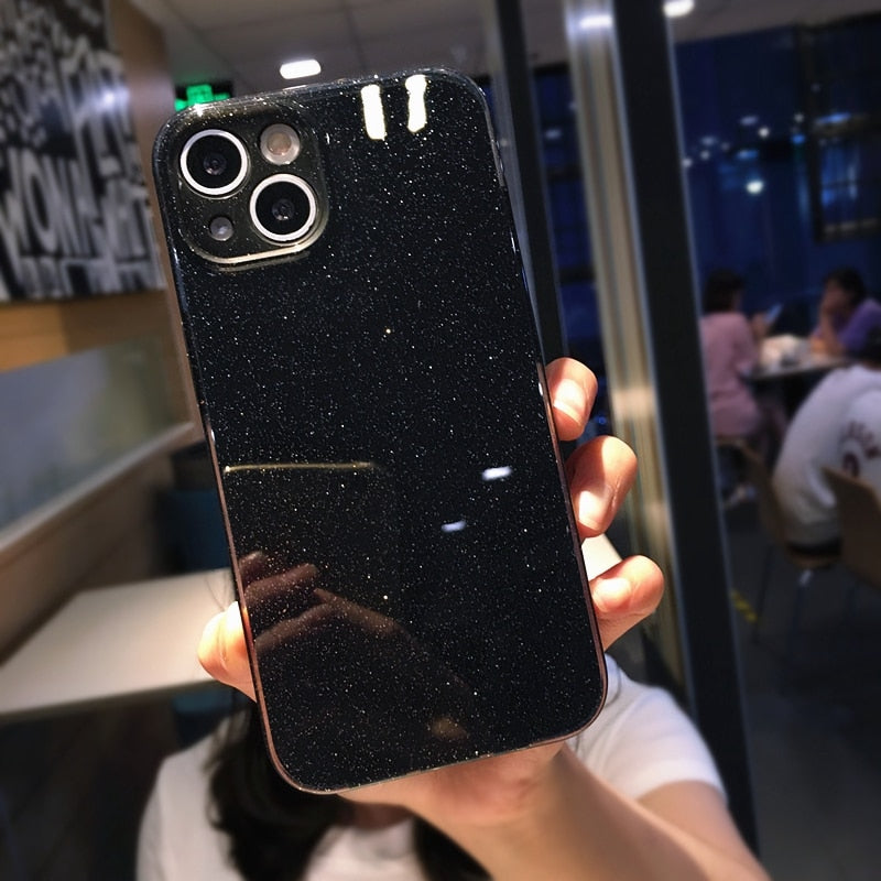 Subtle Glitter Full Cover iPhone Case-Fonally-For iPhone X-Black-