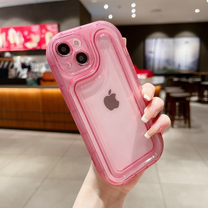 Transparent Bumper Clear Shockproof iPhone Cover-Fonally-For iPhone 11-Pink-