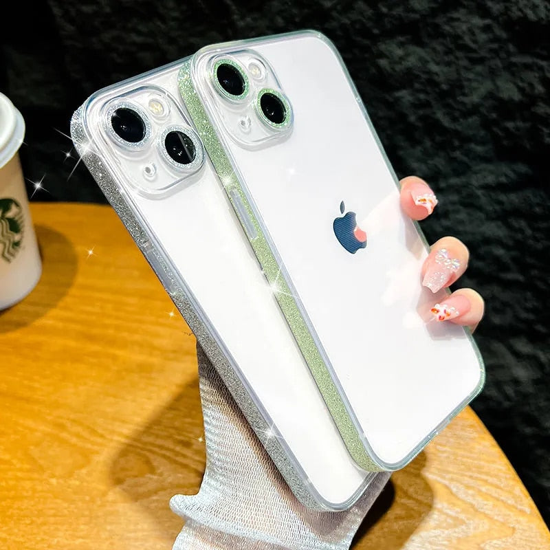Transparent Glitter Sides and Camera Lens iPhone Case-Fonally-