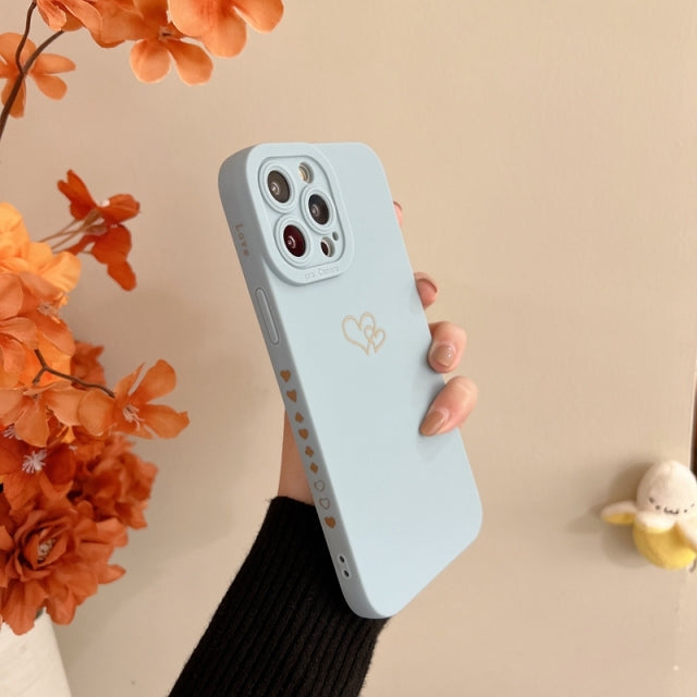 Two Cute Hearts iPhone Case-Fonally-For iPhone 13 Pro Max-Sky Blue-