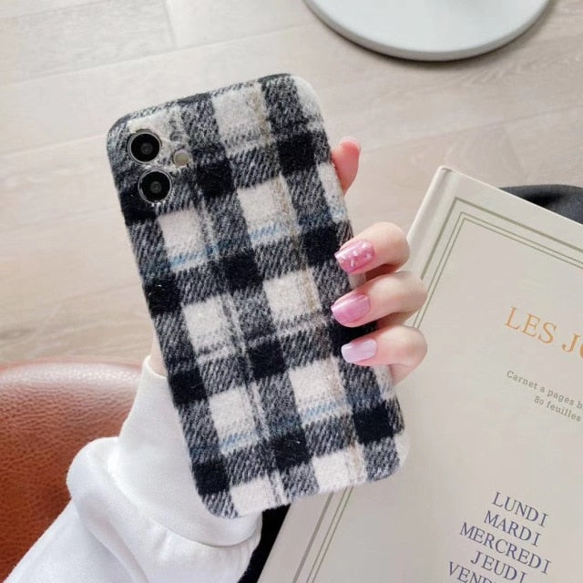Warm Furry Lattice iPhone Case-Fonally-For iPhone 13 Pro Max-Black-