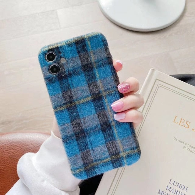 Warm Furry Lattice iPhone Case-Fonally-For iPhone 13 Pro Max-Blue-