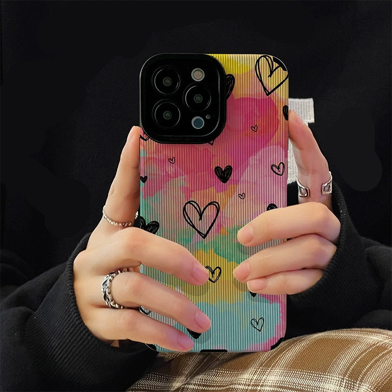Watercolor Love Heart Painting iPhone Case-Fonally-