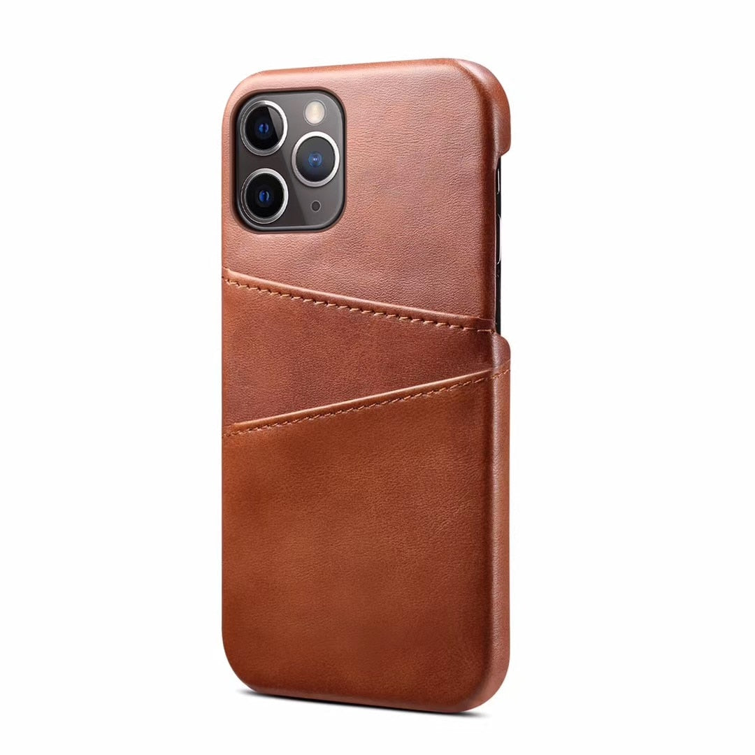 iPhone Case with Card Holder-Fonally-For iPhone X XS-Brown-