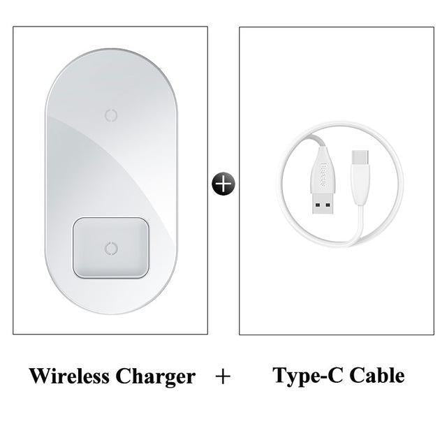 2 in 1 Wireless Charger-Fonally-White-