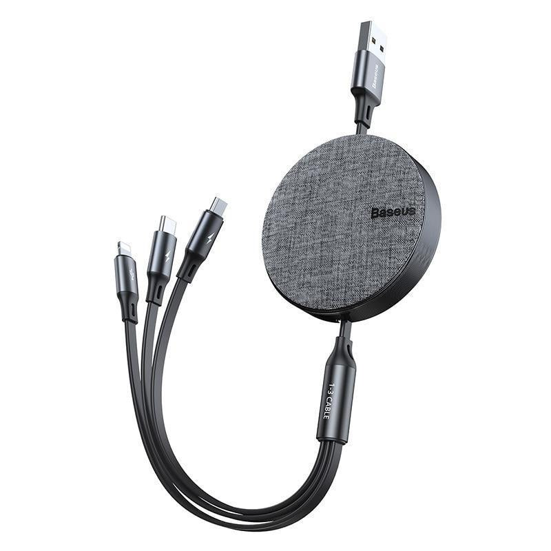 3 in 1 Retractable Cable for iPhone-Fonally-Dark Gray-