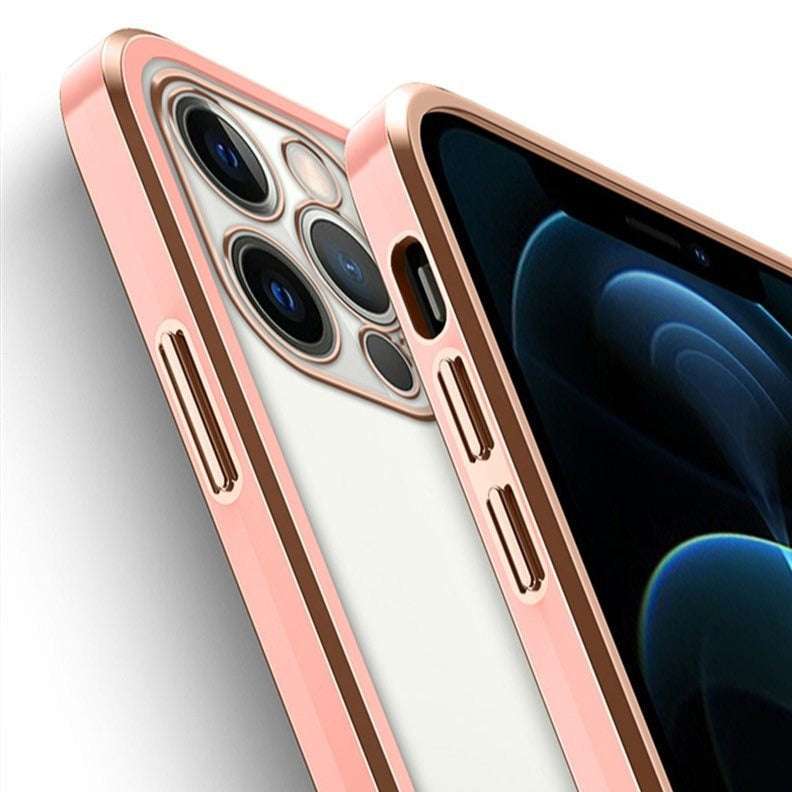 Bronze Side Electroplated Clear iPhone Case-Fonally-