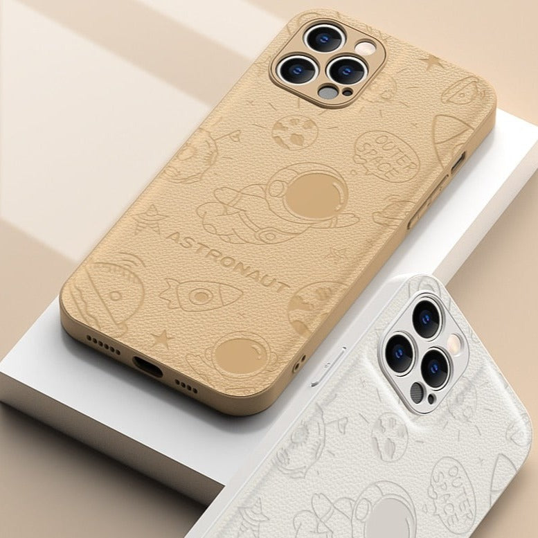 Cute Astronaut Soft Leather iPhone Case-Fonally-