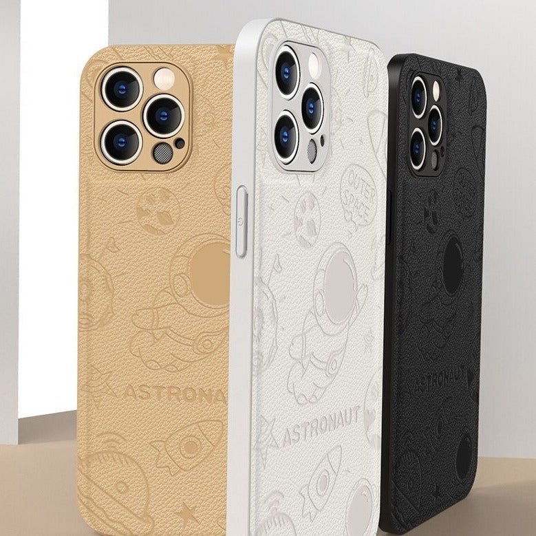 Cute Astronaut Soft Leather iPhone Case-Fonally-