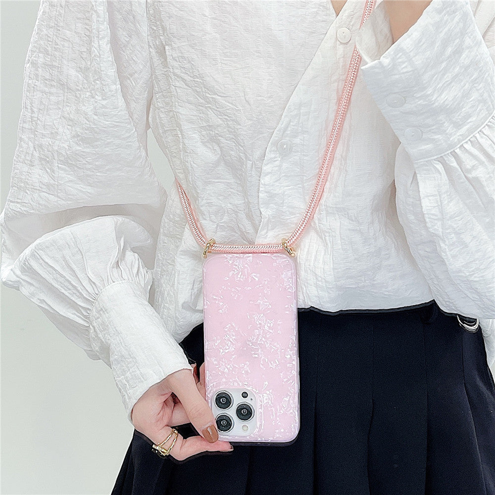 Dreamy Pearl Marble iPhone Case with Lanyard-Fonally-