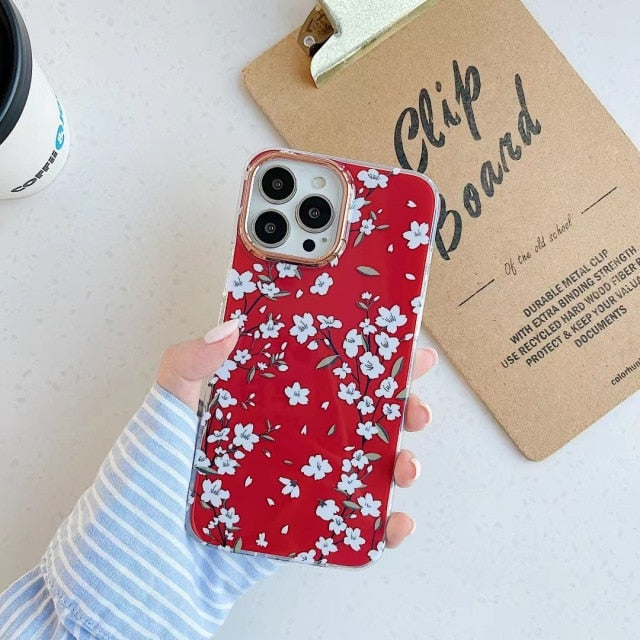 Japanese Blossom Floral iPhone Case-Fonally-For iPhone 13 Pro Max-Red-