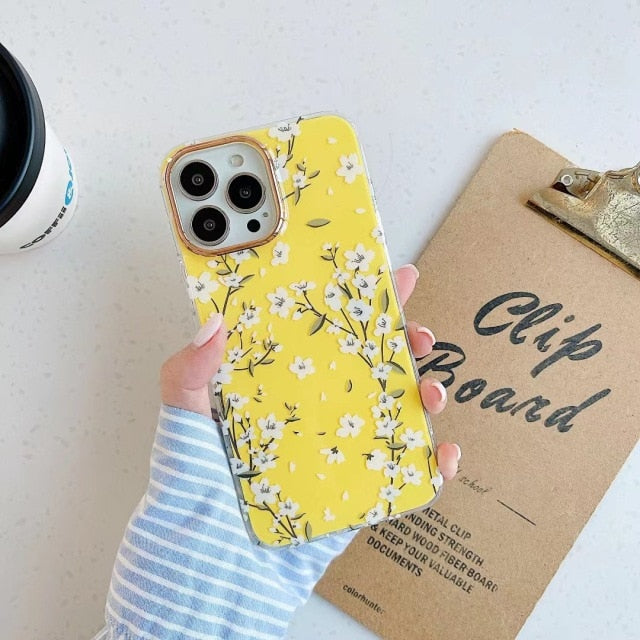 Japanese Blossom Floral iPhone Case-Fonally-For iPhone 13 Pro Max-Yellow-