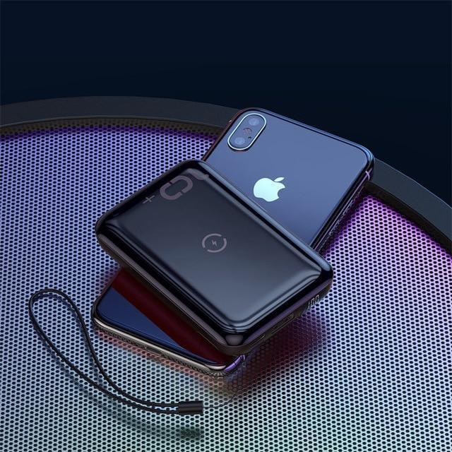 Mini Power Bank with Wireless Charger-Fonally-Black-