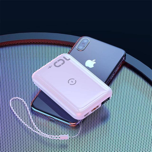 Mini Power Bank with Wireless Charger-Fonally-White-