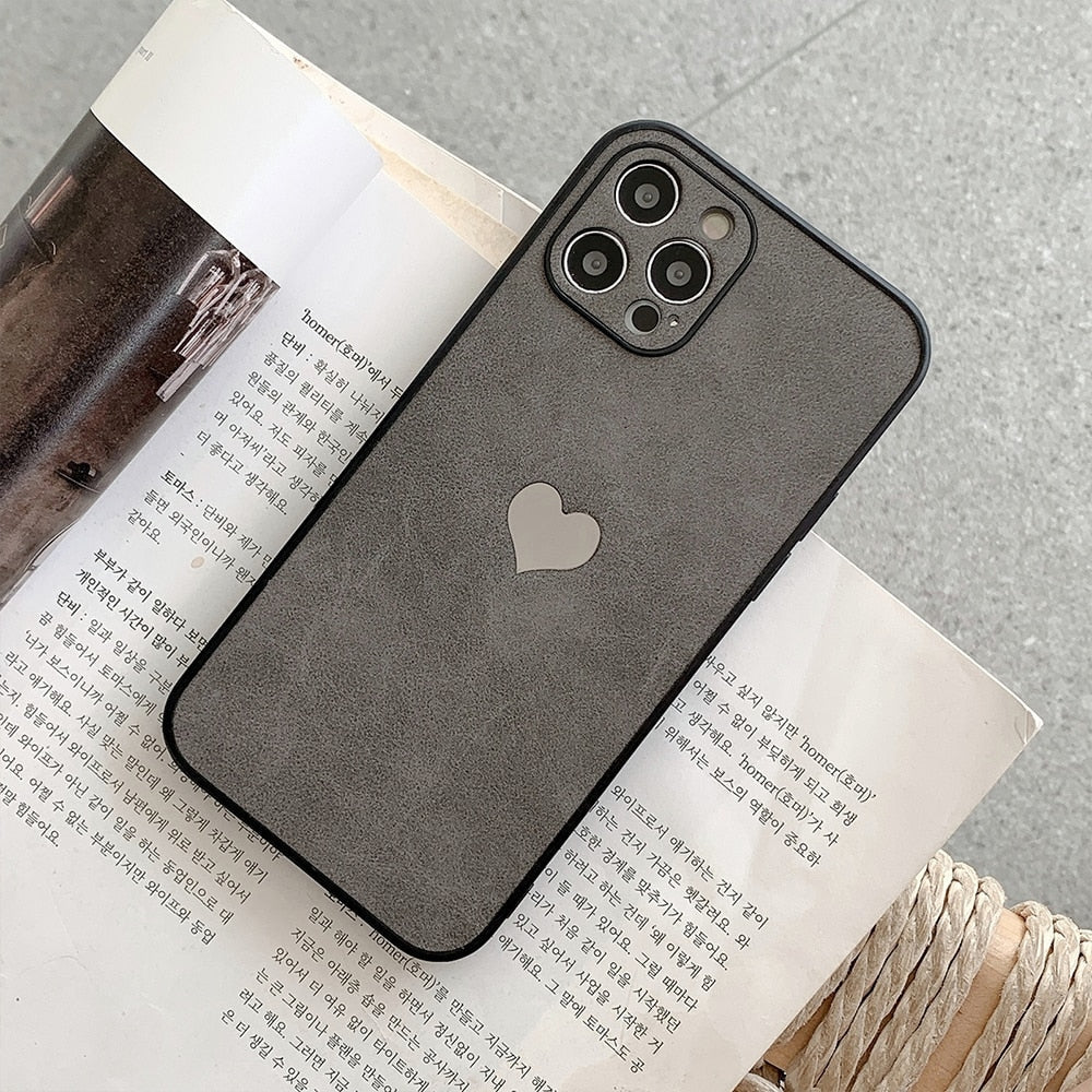 Mirror Heart Leather Fabric Style iPhone Case-Fonally-