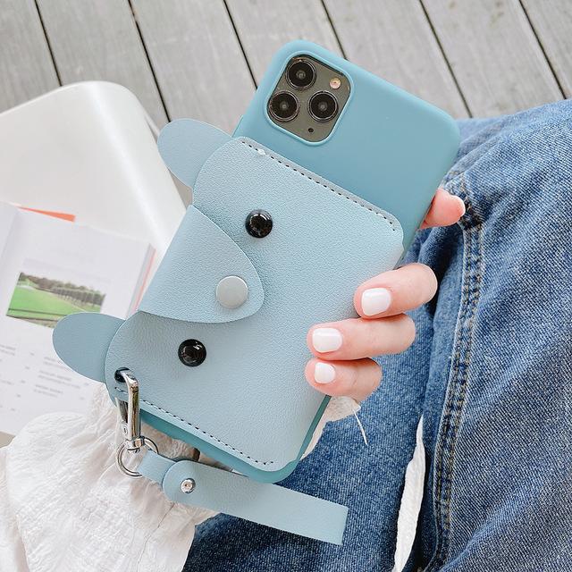 Pet Wallet iPhone Case with strap-Fonally-For iPhone SE 2020-Blue-