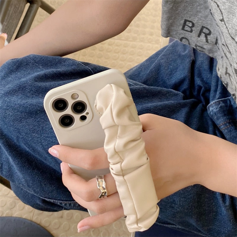 Pleated Leather Wristband iPhone Case-Fonally-