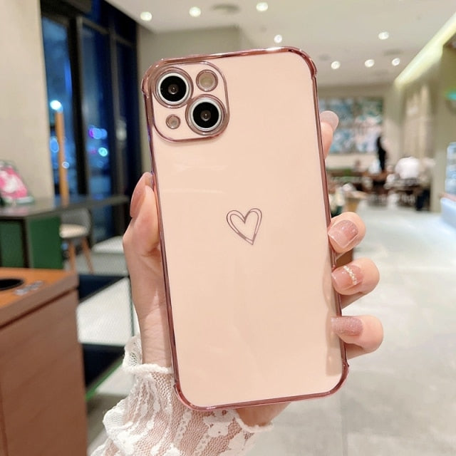 Shiny Heart iPhone Case-Fonally-For iPhone 13 Pro Max-Pink-