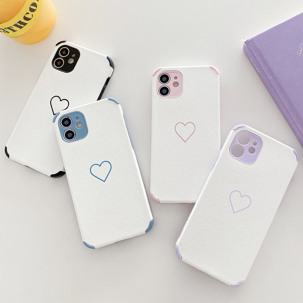 Soft Color Heart iPhone Case with Bumper Corners-Fonally-