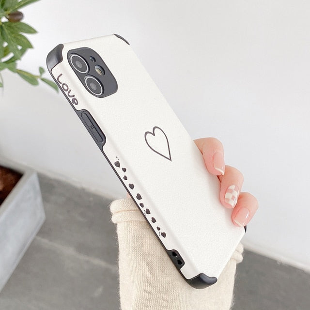 Soft Color Heart iPhone Case with Bumper Corners-Fonally-For iPhone 12 Pro Max-Black-