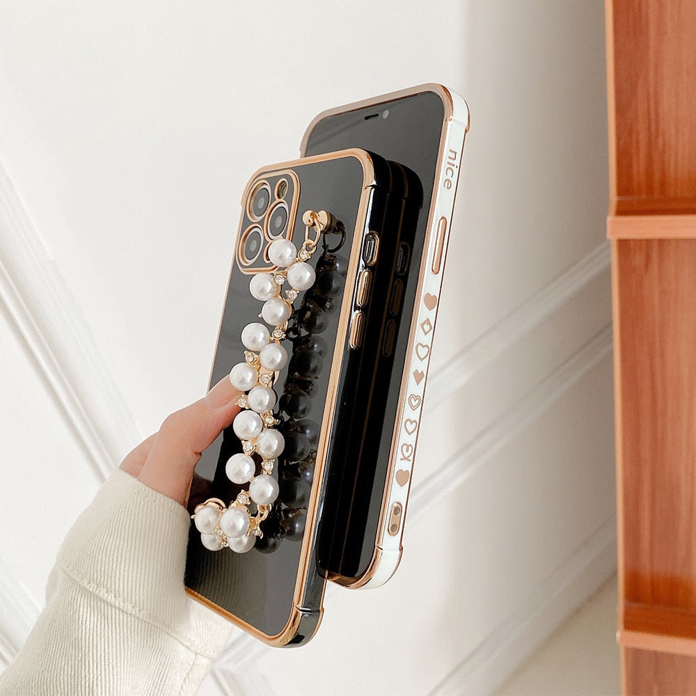 Variety Hearts iPhone Case with Pearl Chain-Fonally-