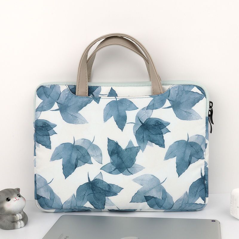 Watercolor Blue Leaves MacBook Bag-Fonally-