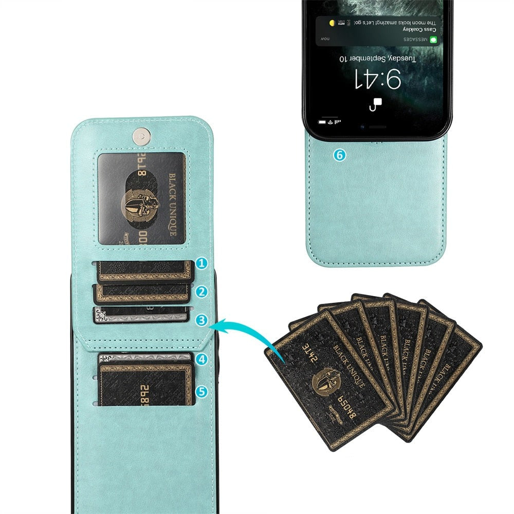 6 Cards Holder Wallet iPhone Case-Fonally-