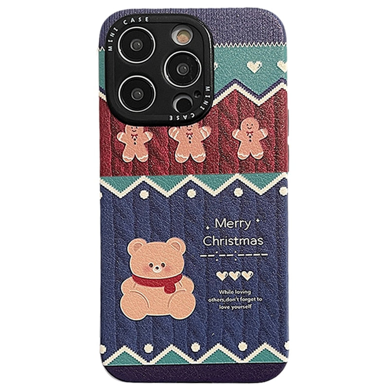 Bear, Elk & Gingerbread Man Christmas iPhone Case-Fonally-For iPhone X or XS-1-