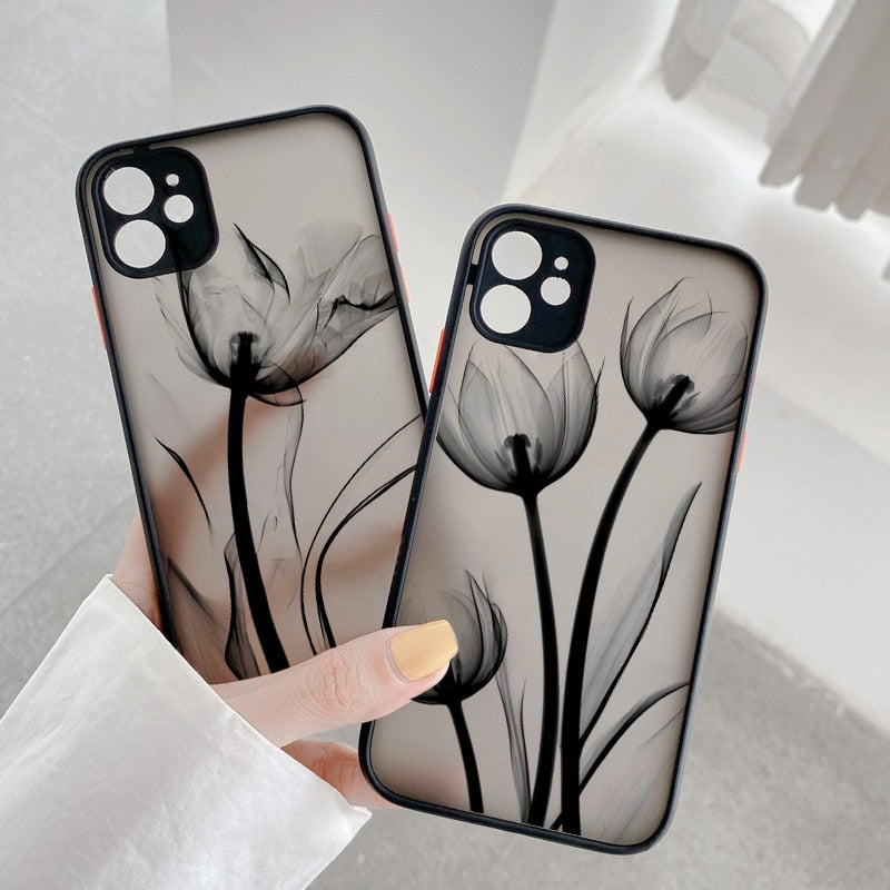 Black Rose Floral Matte iPhone Case-Fonally-