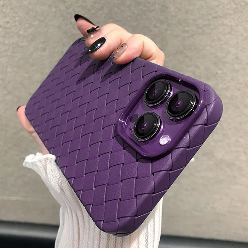 Breathable Weave Textured iPhone Case-Fonally-For iPhone 14-Purple-