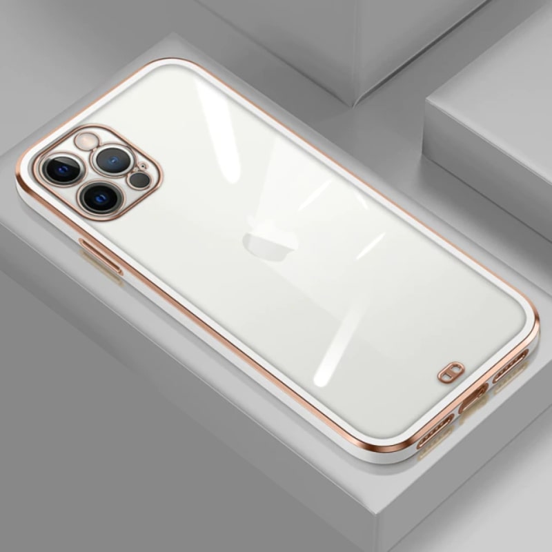 Bronze Side Electroplated Clear iPhone Case-Fonally-For iPhone 14 Pro Max-White-