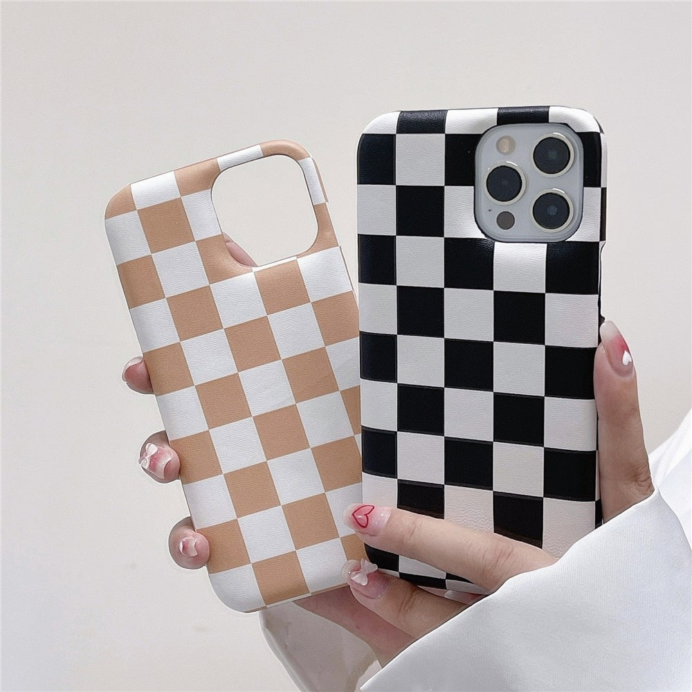 Checkered Pattern Cushioned iPhone Case-Fonally-